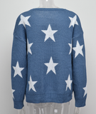 Autumn Winter Pullover Office Elegant round Neck plus Size Five Pointed Star Knit tagram Mesh Red Sweater Boucle
