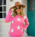 Autumn Winter Pullover Office Elegant round Neck plus Size Five Pointed Star Knit tagram Mesh Red Sweater Boucle