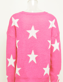 Autumn Winter Pullover Office Elegant round Neck plus Size Five Pointed Star Knit tagram Mesh Red Sweater Boucle