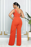 Sexy Sleeveless Single Shoulder Suspender High Waist Office Straight Jumpsuit