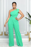 Sexy Sleeveless Single Shoulder Suspender High Waist Office Straight Jumpsuit