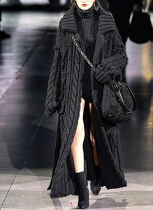 Long Cardigan Sweater Twist Knitted Women Clothing