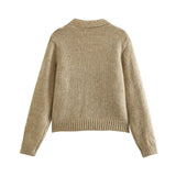 Three Dimensional Fur Ball Mink like Long Sleeved Knitted Cardigan Autumn All Matching V neck Sweater Coat