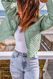 Autumn Winter Women Clothing Casual Long Sleeve Coat Polo Collar Solid Color Loose Zip Short Jacket