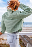 Autumn Winter Women Clothing Casual Long Sleeve Coat Polo Collar Solid Color Loose Zip Short Jacket