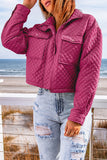 Autumn Winter Women Clothing Casual Long Sleeve Coat Polo Collar Solid Color Loose Zip Short Jacket