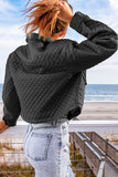Autumn Winter Women Clothing Casual Long Sleeve Coat Polo Collar Solid Color Loose Zip Short Jacket