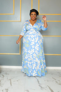 Plus Size Long Sleeve V Neck Women Elegant Dress