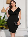 New Plus Size Women Dress A Straight Shoulder Bag And Buttocks Waistband Closure Slimming Sexy Look