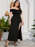 Plus Size Women Evening Dress Long Slit High Waist Slim And Elegant Sexy And Spicy Girl Long Style