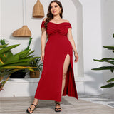 Plus Size Women Evening Dress Long Slit High Waist Slim And Elegant Sexy And Spicy Girl Long Style
