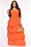 Chiffon Gentle Camisole High Waist Tiered Ruffle Maxi Dress Summer Dress