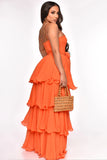 Chiffon Gentle Camisole High Waist Tiered Ruffle Maxi Dress Summer Dress
