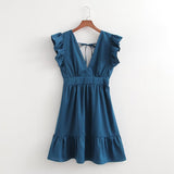 Ruffled Slim Dress Women Summer Waist Slimming French A Line Dress