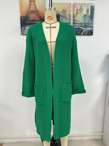 Autumn Winter Women Clothing Solid Color Knitwear Women Pocket Coat Sweater Women