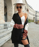 Autumn Women Clothing Long Sleeve Color Matching Sweater Coat Women