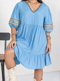 Plus Size Women Clothing Dress V neck Dress