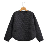 Women Autumn Heart-Shaped Seam Cotton Coat Jacket