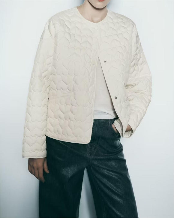 Women Autumn Heart-Shaped Seam Cotton Coat Jacket