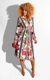 Women Clothing  Long Sleeve Printed Shirt Dress