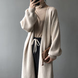 Knitted Cardigan Coat Women Autumn Korean Loose Mid Length Lazy Outer Sweater