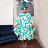 Plus Size Women Clothing Split Multi Color Sleeve Dress Loose Nightclub Dress