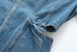 Retro Hong Kong Casual Mid Length Younger Denim Dress Women Summer