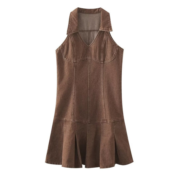 Summer Women Clothes Sexy Pleated Denim Dress