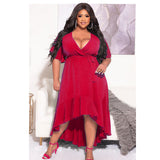Women Clothing Sexy Solid Color Lace up Ruffled Elegant Dress