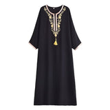 Black Embroidery plus Size Dress Popular Summer Long Sleeve Batwing Shirt