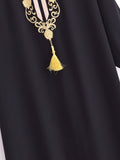 Black Embroidery plus Size Dress Popular Summer Long Sleeve Batwing Shirt