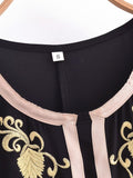 Black Embroidery plus Size Dress Popular Summer Long Sleeve Batwing Shirt