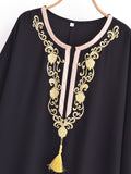 Black Embroidery plus Size Dress Popular Summer Long Sleeve Batwing Shirt