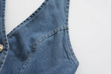 Retro Halter Backless Long Denim Dress Chic