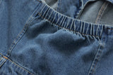 Retro Halter Backless Long Denim Dress Chic