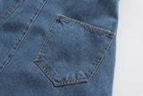 Retro Halter Backless Long Denim Dress Chic