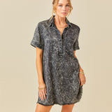 Spring Summer Denim Dress Washed Short Sleeve Thin A line Women Clothing