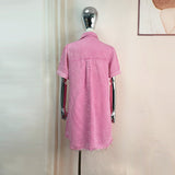 Spring Summer Denim Dress Washed Short Sleeve Thin A line Women Clothing