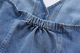 Retro Halter Backless Long Denim Dress