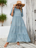 Loose Round Neck Mid Sleeve dress plus size Retro Casual Floral Long Dress