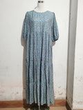 Loose Round Neck Mid Sleeve dress plus size Retro Casual Floral Long Dress