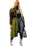 Women Clothing Camouflage Printing Zipper Mesh Stitching Jacket Coat Plus Size