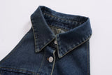 Women Clothing Polo Collar Sleeveless Shirt Loose Casual Denim Dress