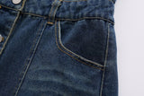 Women Clothing Polo Collar Sleeveless Shirt Loose Casual Denim Dress