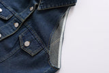 Women Clothing Polo Collar Sleeveless Shirt Loose Casual Denim Dress