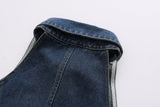 Women Clothing Polo Collar Sleeveless Shirt Loose Casual Denim Dress