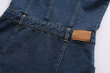 Women Clothing Polo Collar Sleeveless Shirt Loose Casual Denim Dress