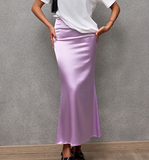 Spring Summer Artificial Silk Skirt Satin Skirt Women Casual Satin Hip Skirt
