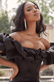 Solid Color Tube-Top off-the-Shoulder Slim Dress