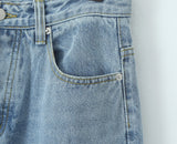 Women Spring Sexy Idle One Breasted Washed Straight Loose Wide Leg Jeans